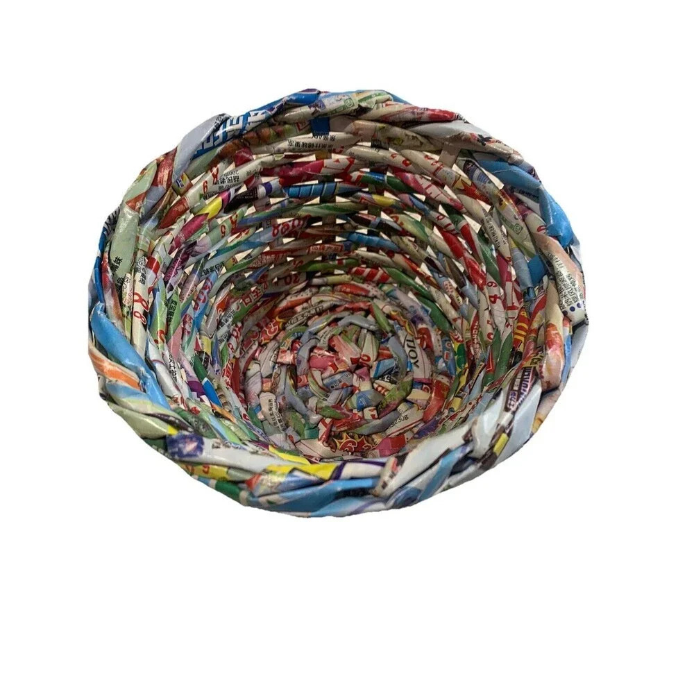 Up cycled Magazine Recycled Paper Weave Basket Planter Pot Holder Boho Unique - Picture 2 of 8